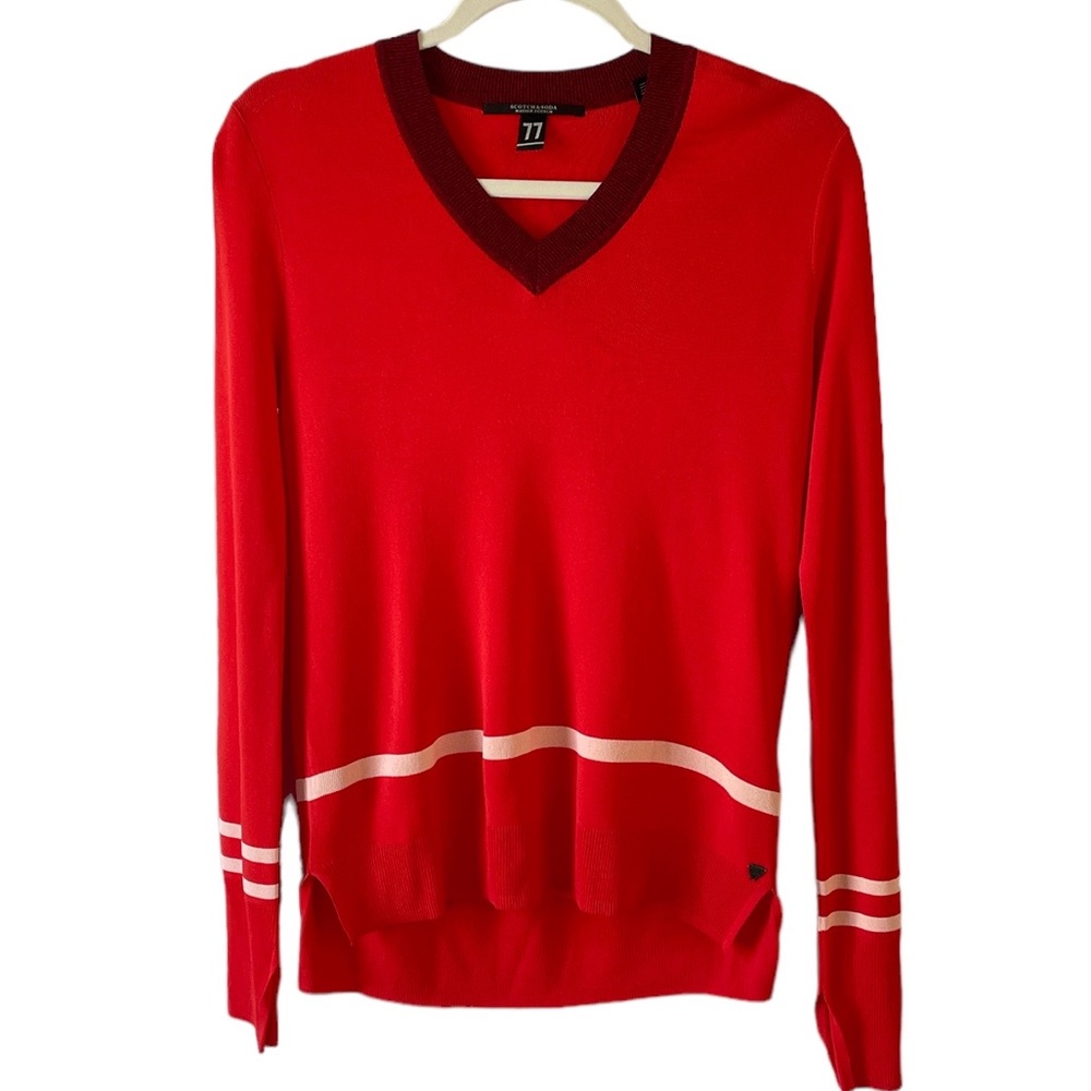 Red V-Neck Pullover, Soda 77